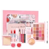Ultimate Popfeel Makeup Kit: All-In-One Eyebrow, Eyeshadow, Eyeliner & Lip Gloss - Perfect Valentine's Day Gift for Her! - 4Pcs Set Brush